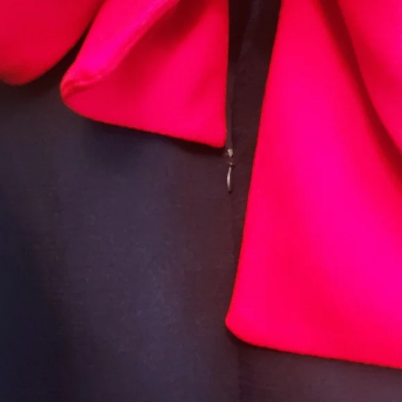 Tuckernuck Pomander Place Mason Navy Blue Red Ruffle Tie Blouse Size Medium - Picture 7 of 12